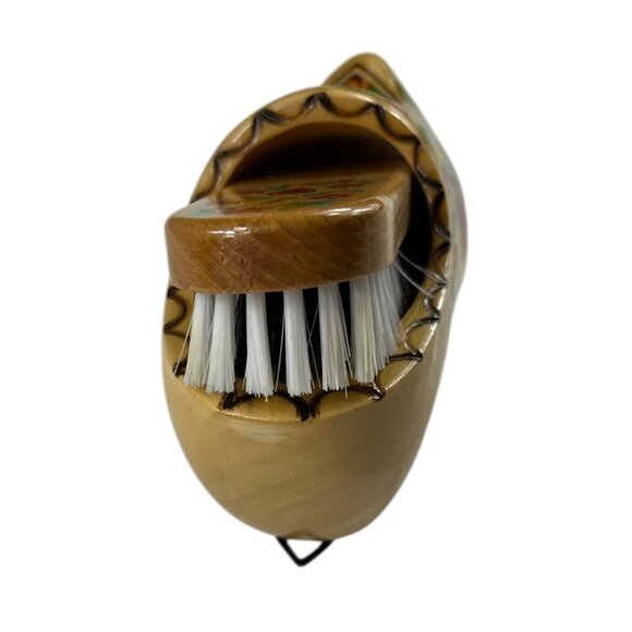 VTG Holland Wall Mountable Hand-Painted Wooden Clog & Shoe Brush 6.5" Length - Picture 6 of 16